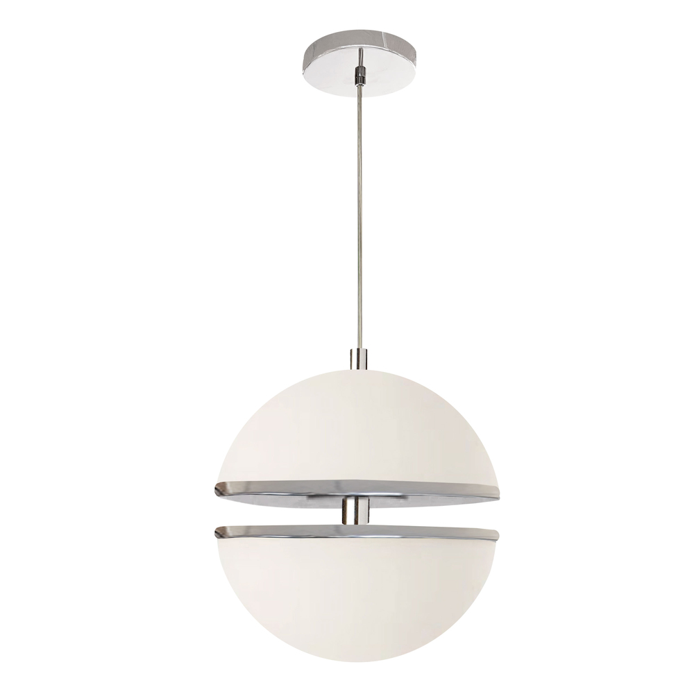 30W Pendant, Polished Chrome w/ White Glass