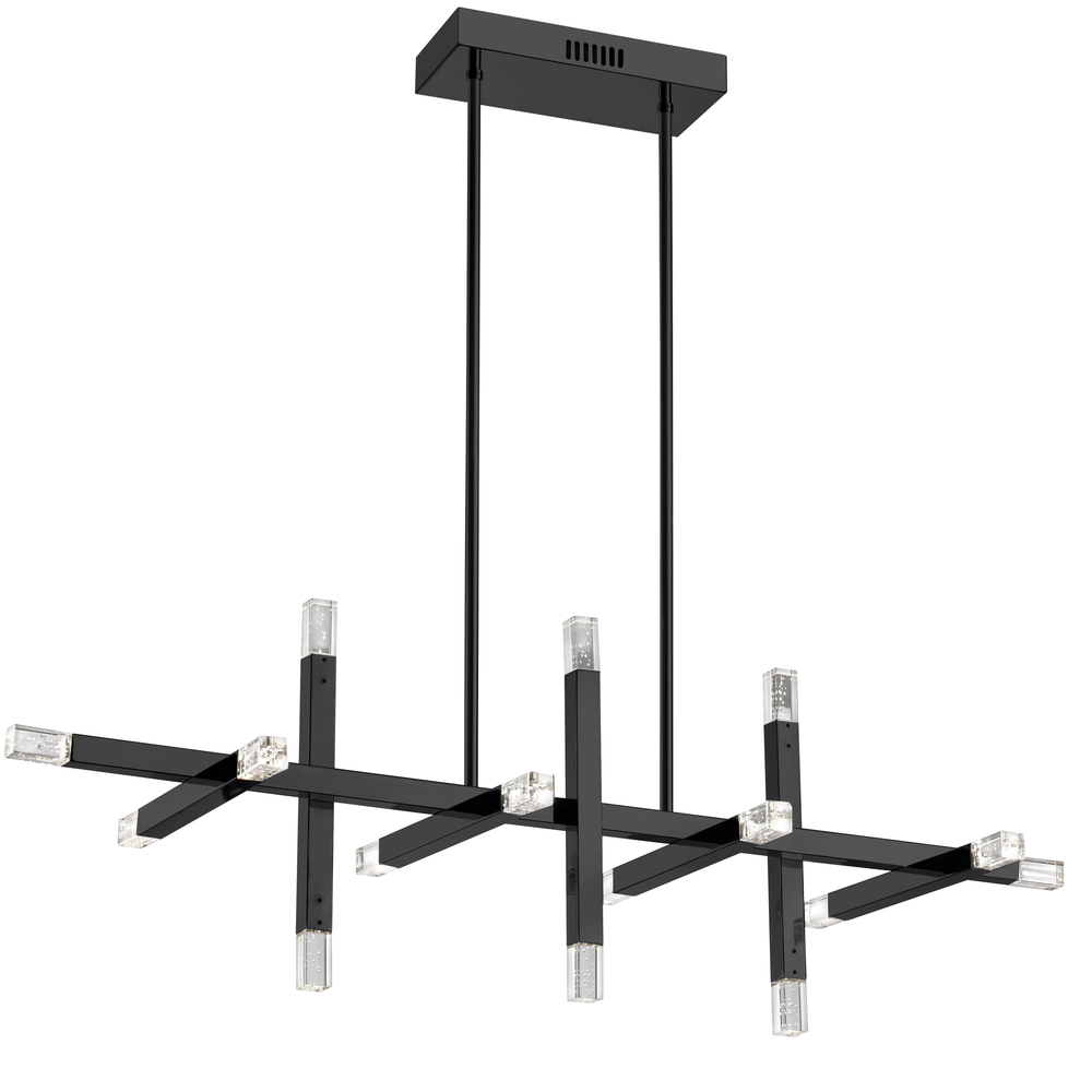 48W Horizontal Matte Black Chandelier w/ Acrylic Diffuser