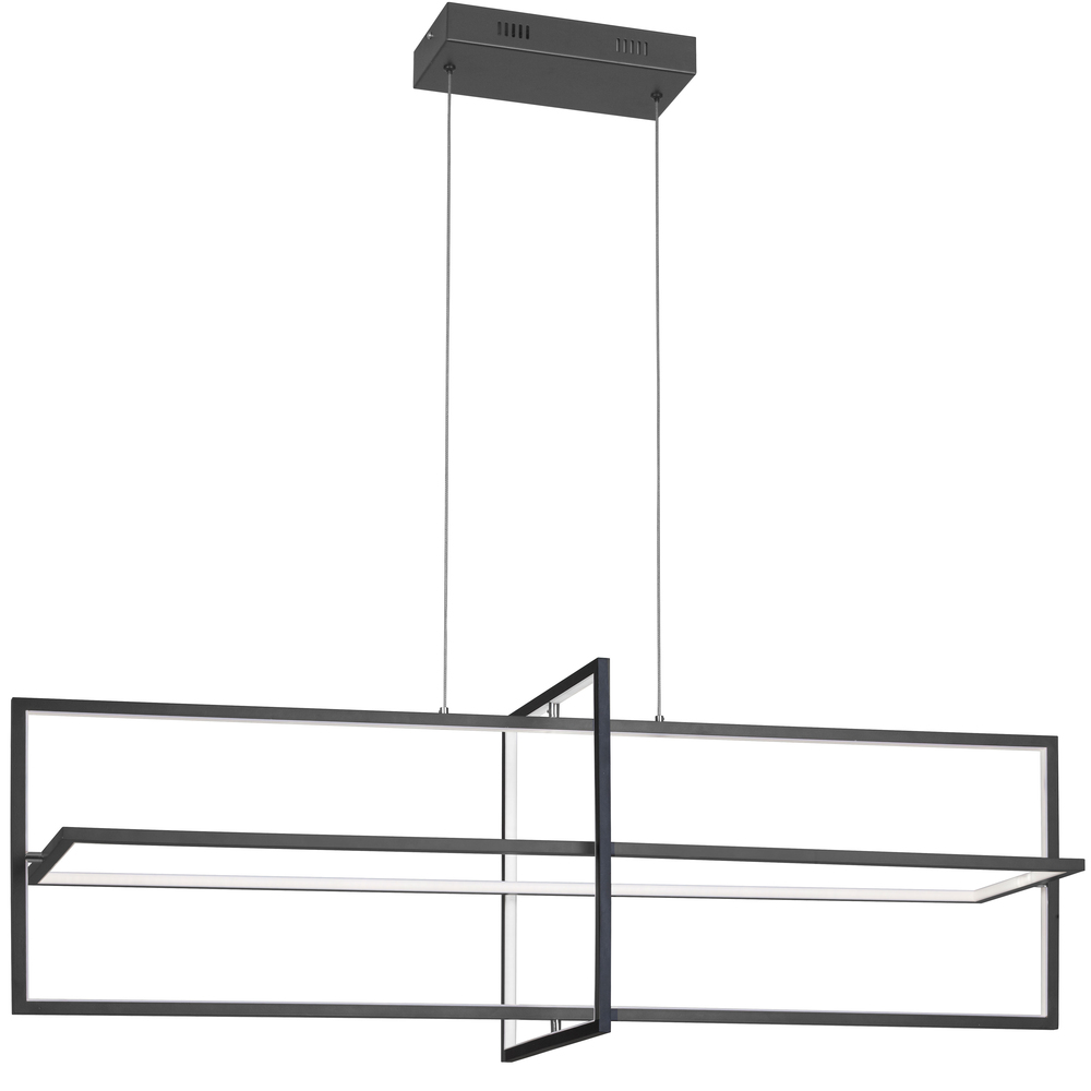 55W Horizontal Matte Black Chandelier w/ White Acrylic Diffuser