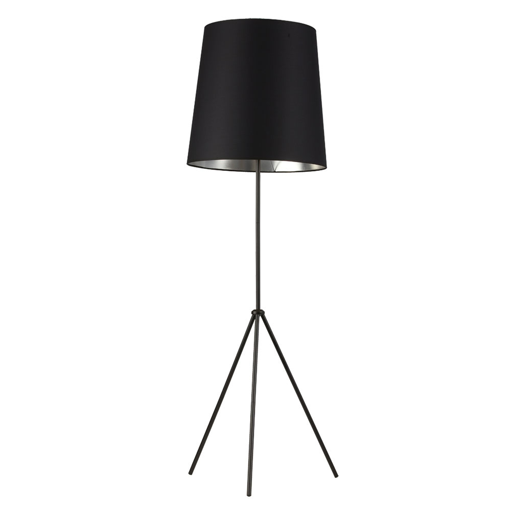 3 Leg Tapered Drum Floor Lamp, Matte Black