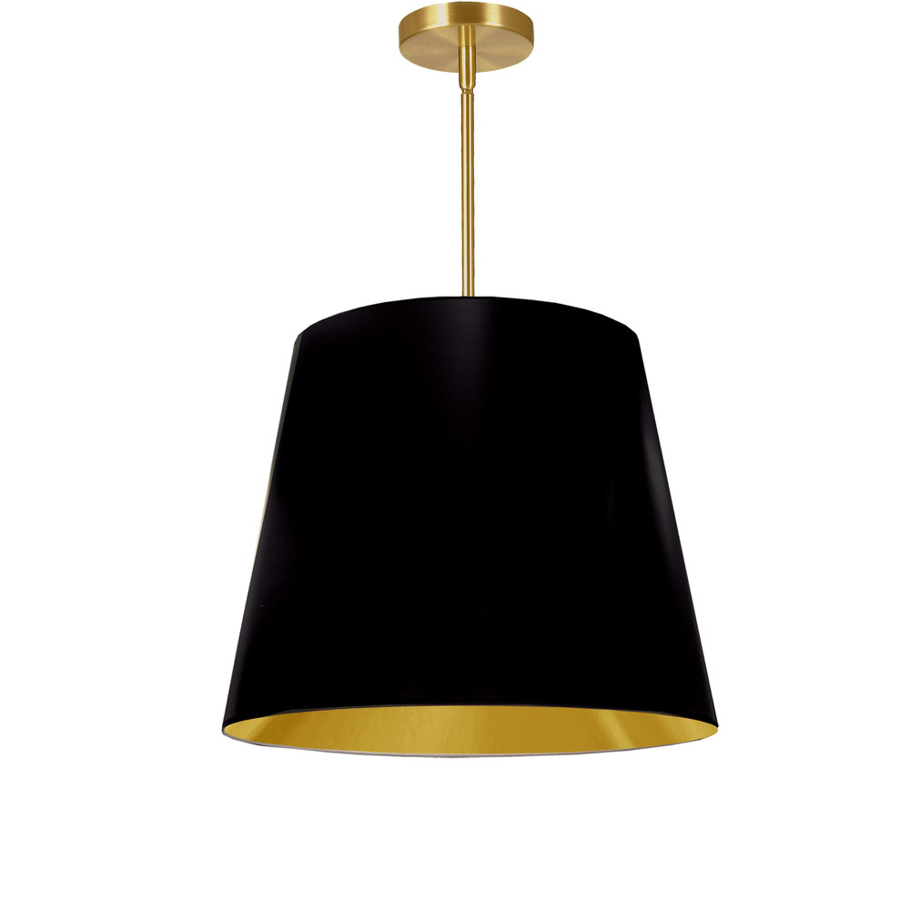 1 Light Oversized Drum Pendant Medium Black/Gold Shade