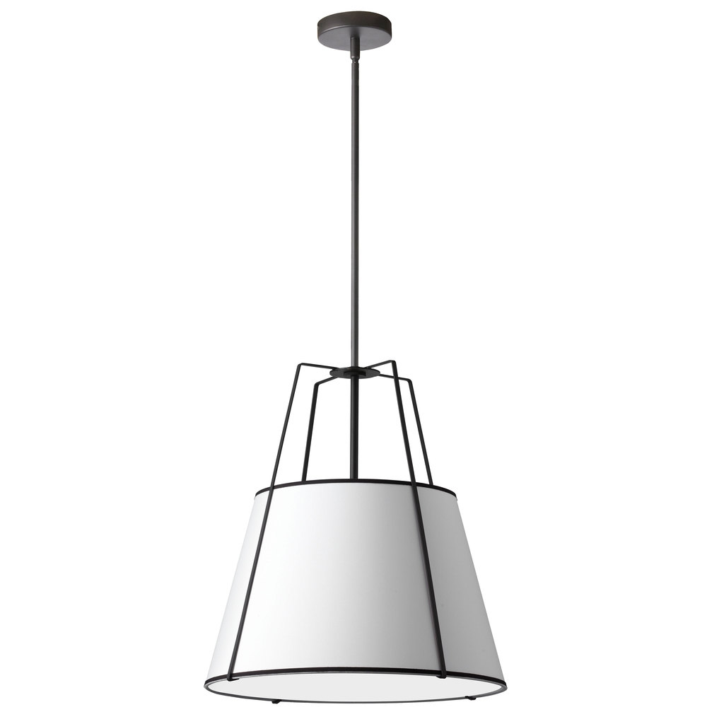 3LT Trapezoid Pendant, MB with WH Shade