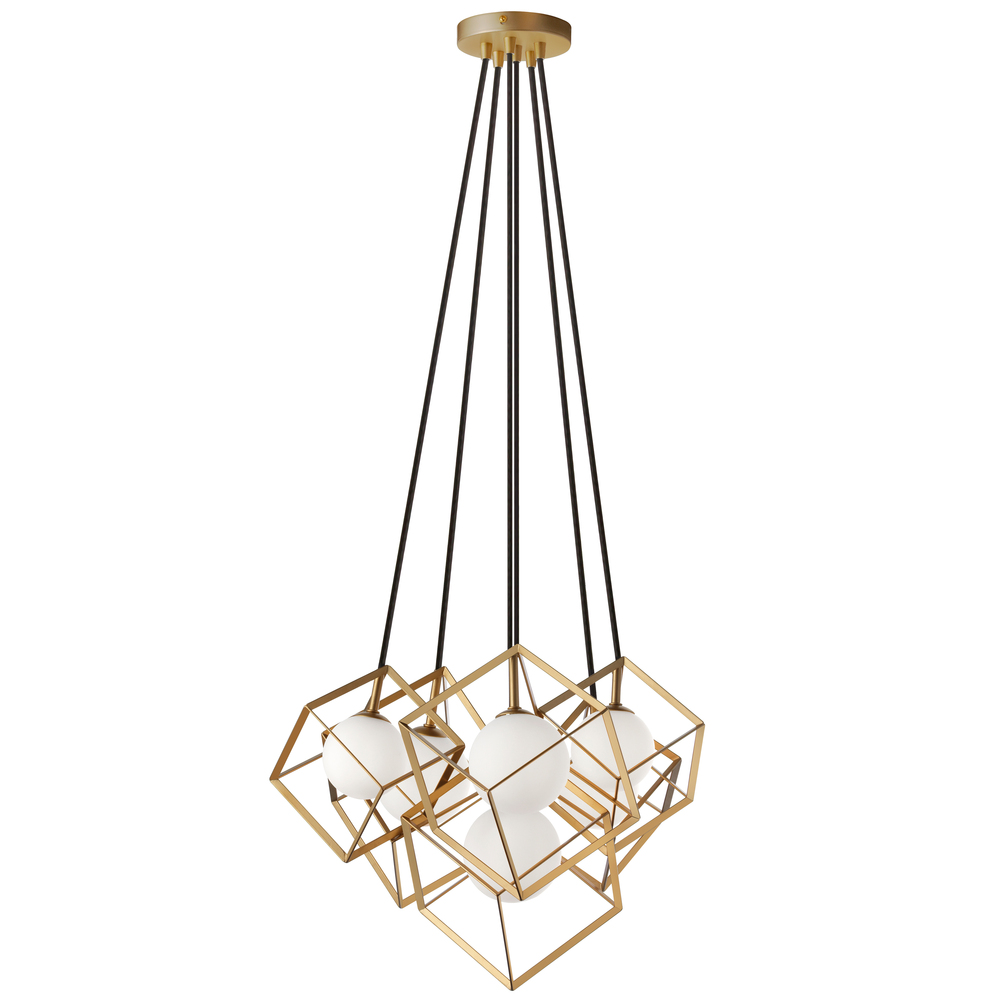 6 Light Halogen Pendant Gold Finish