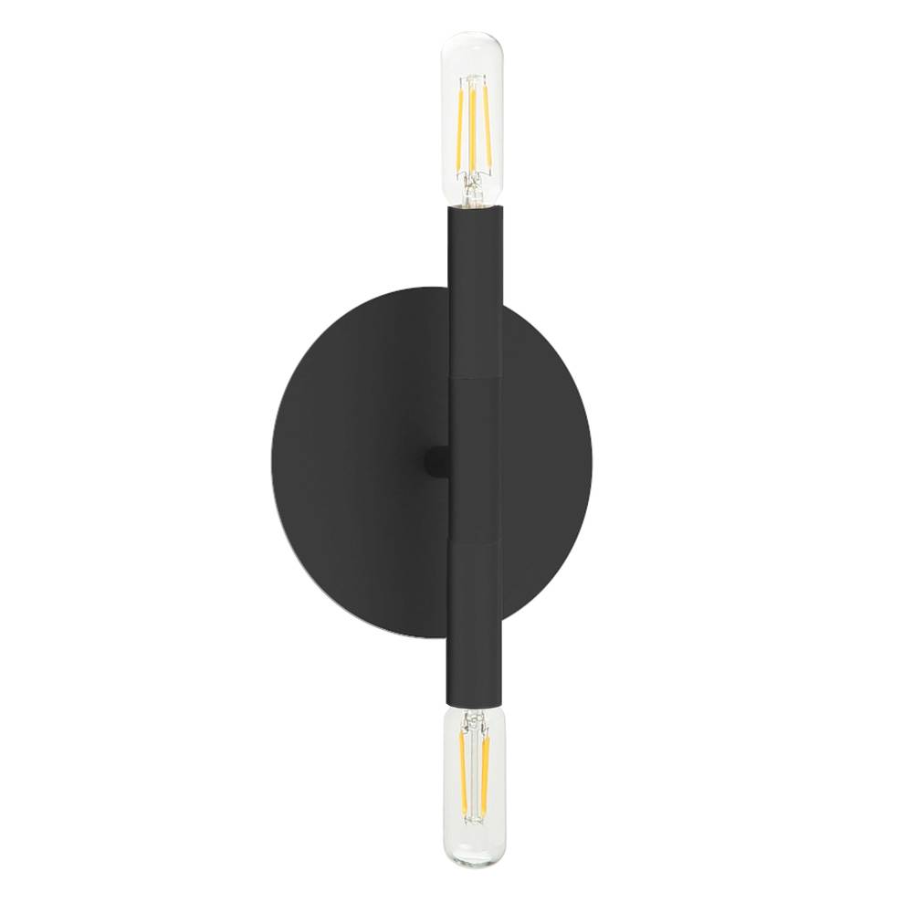 2 Light Incandescent Wall Sconce, Matte Black