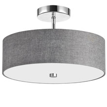 Dainolite 571-143SF-PC-GRY - 3 Light Incandescent Semi Flush Polished Chrome Finish with Grey Shade