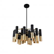 CWI Lighting 1015P26-19-129 - Anem 19 Light Down Chandelier With Matte Black & Satin Gold Finish