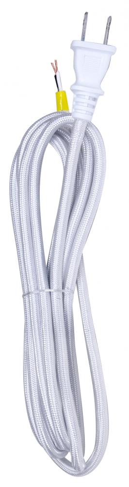 10 Foot Rayon Cord Set; Silver Finish; 18/2 SPT-2 105C With Molded Polarized Plug; 150 Carton;