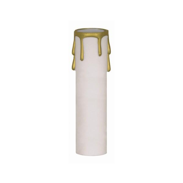 Plastic Drip Candle Cover; White Plastic With Gold Drip; 1-3/16" Inside Diameter; 1-1/4"