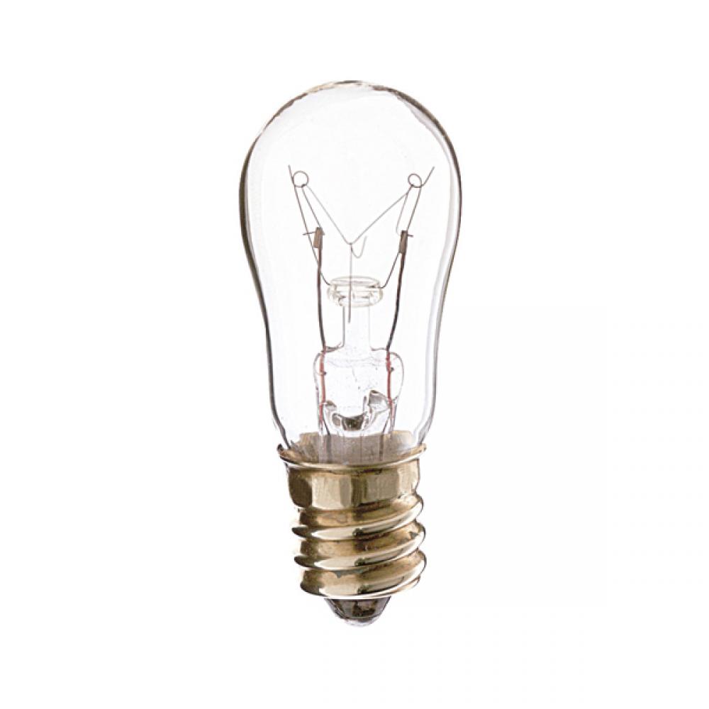 6 Watt S6 Incandescent; Clear; 1500 Average rated hours; 25 Lumens; Candelabra base; 230 Volt