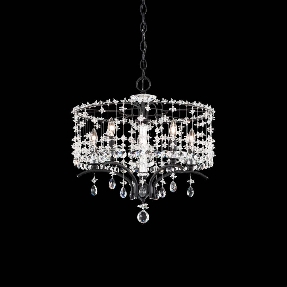 Bella Rose 5 Light 120V Chandelier in Ferro Black with Clear Heritage Handcut Crystal