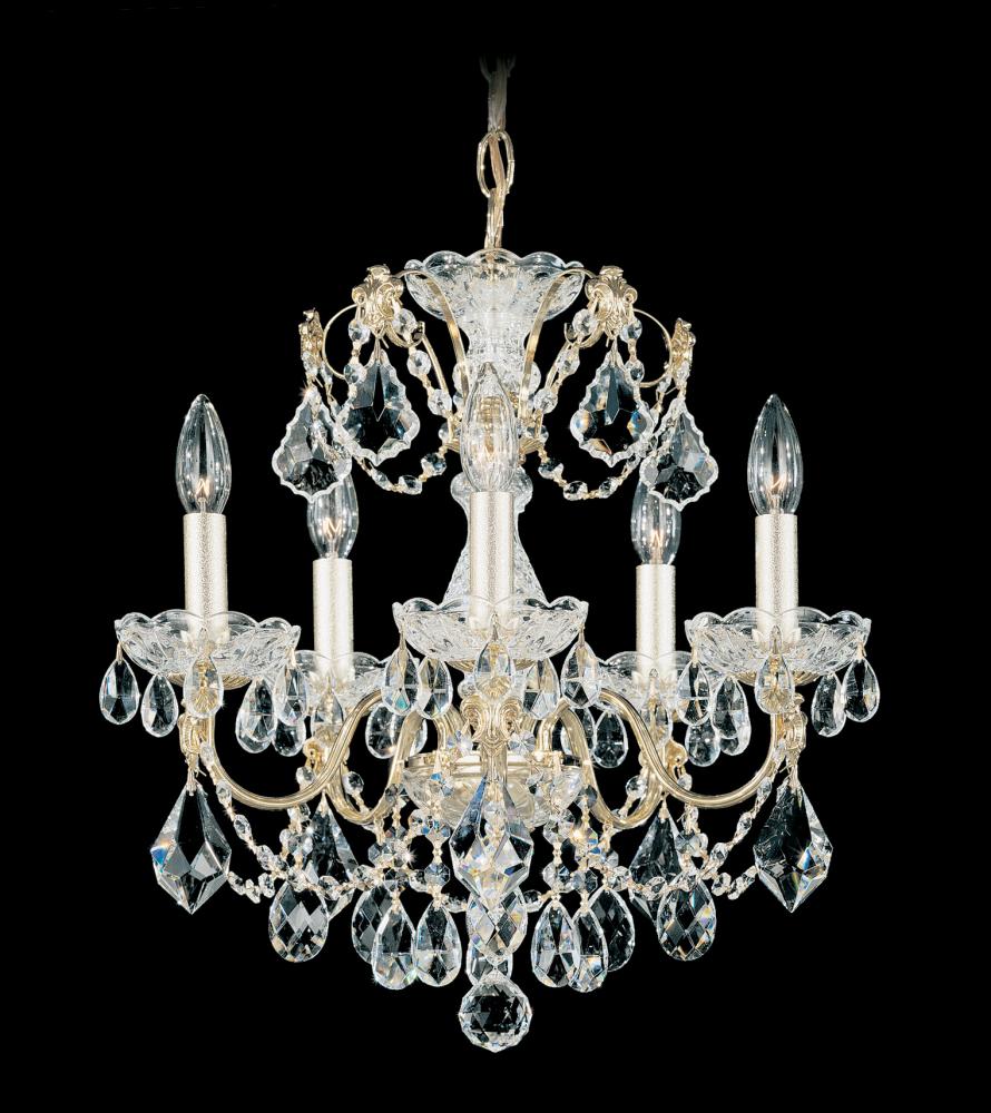 Century 5 Light 120V Chandelier in Antique Silver with Heritage Handcut Crystal