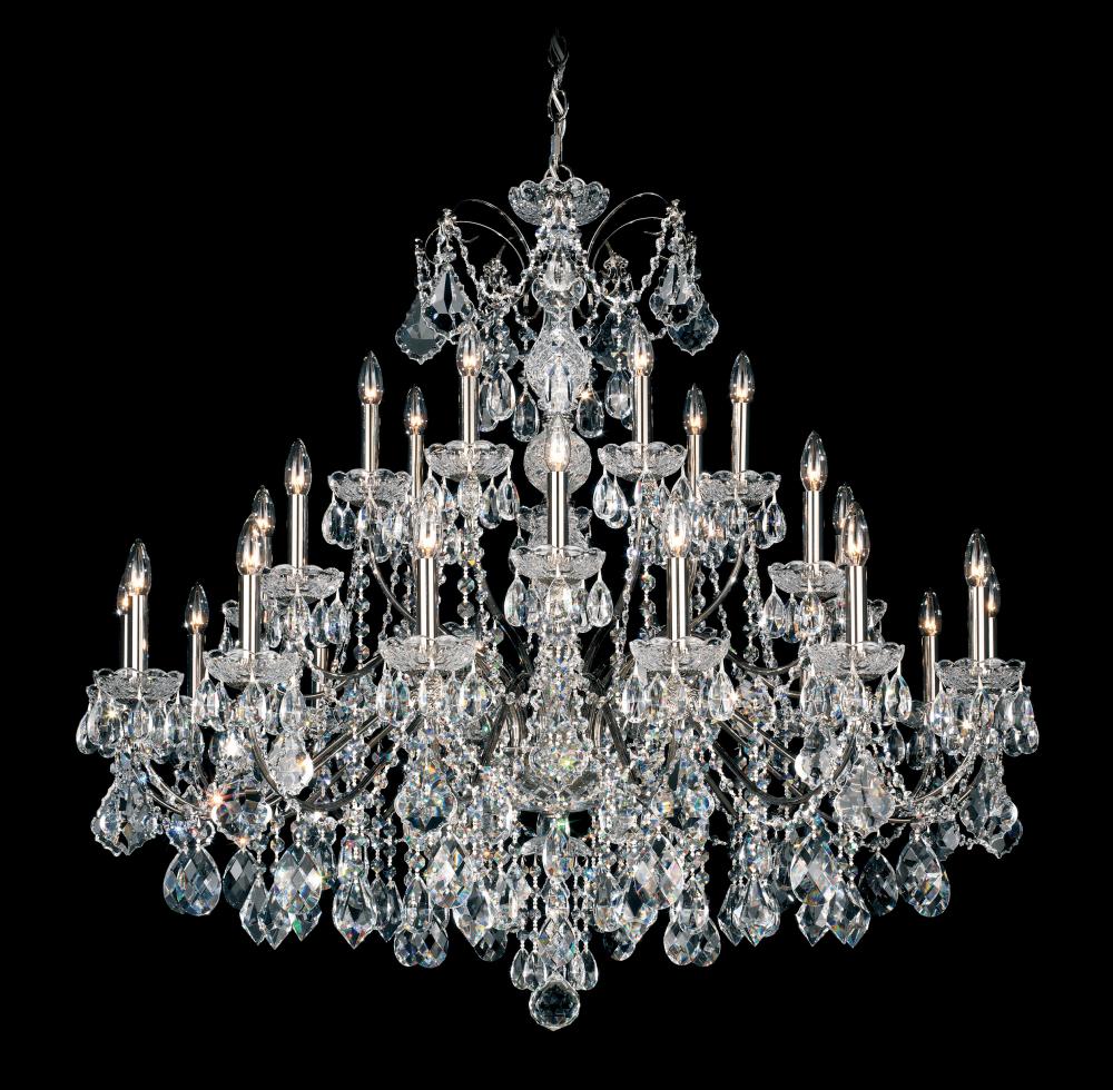 Century 28 Light 120V Chandelier in Black Pearl with Heritage Handcut Crystal