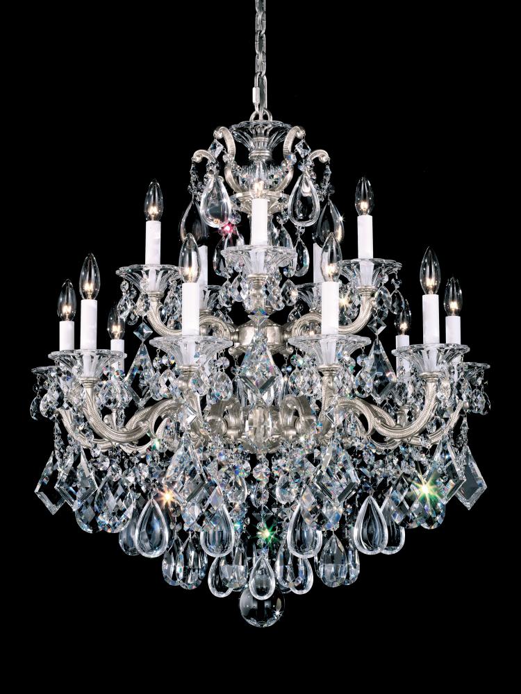 La Scala 15 Light 120V Chandelier in Florentine Bronze with Clear Crystals from Swarovski