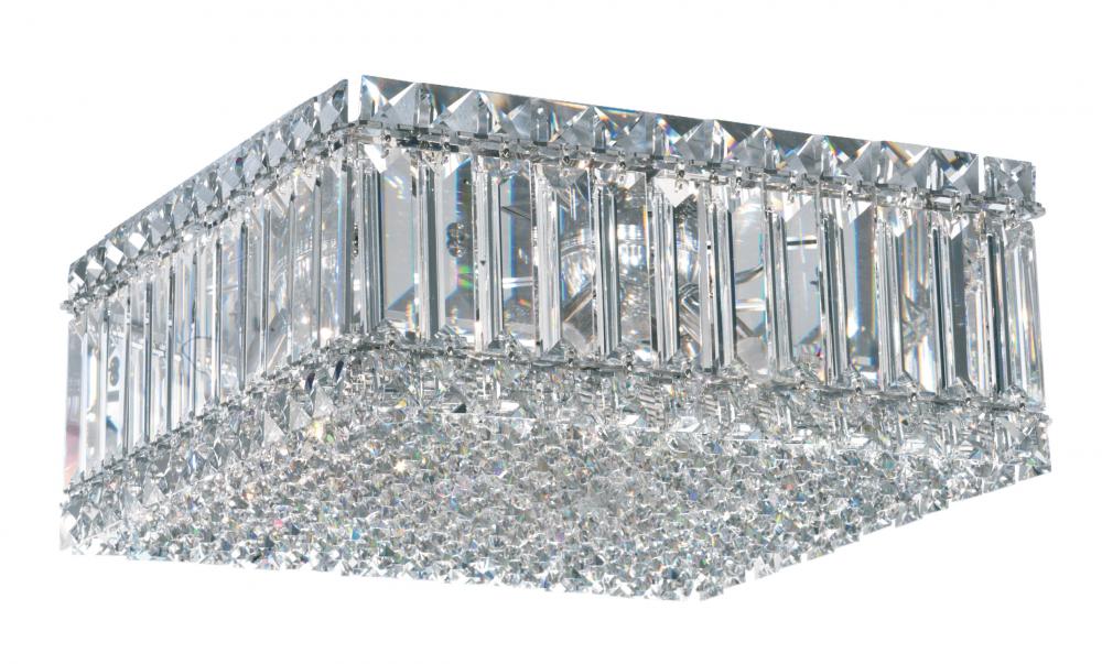 Quantum 4 Light 120V Flush Mount in Polished Stainless Steel with Optic Crystal