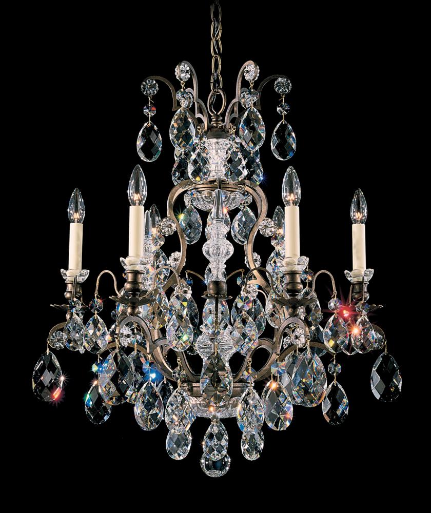 Renaissance 7 Light 120V Chandelier in Black with Heritage Handcut Crystal