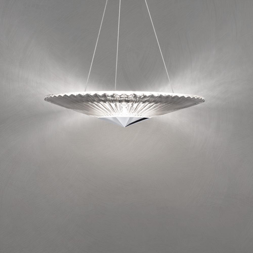 Origami 24IN LED 3000K/3500K/4000K 120V/277V Pendant in Polished Chrome with Heritage Handcut Crys