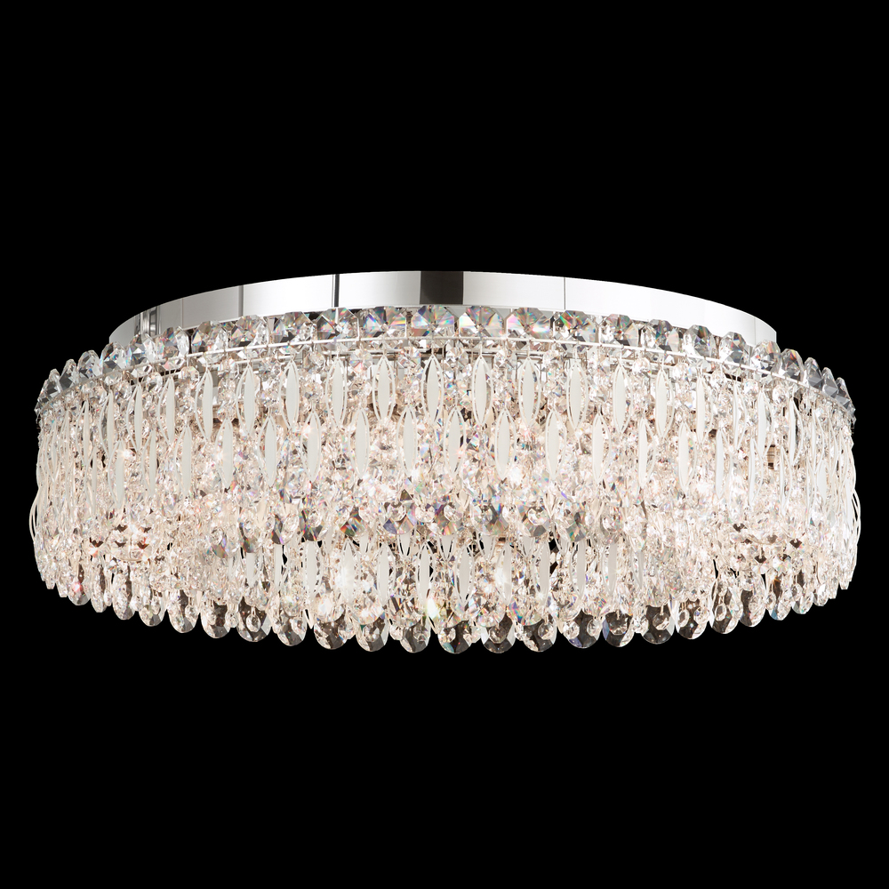 Sarella 12 Light 120V Flush Mount in Polished Stainless Steel with Heritage Handcut Crystal