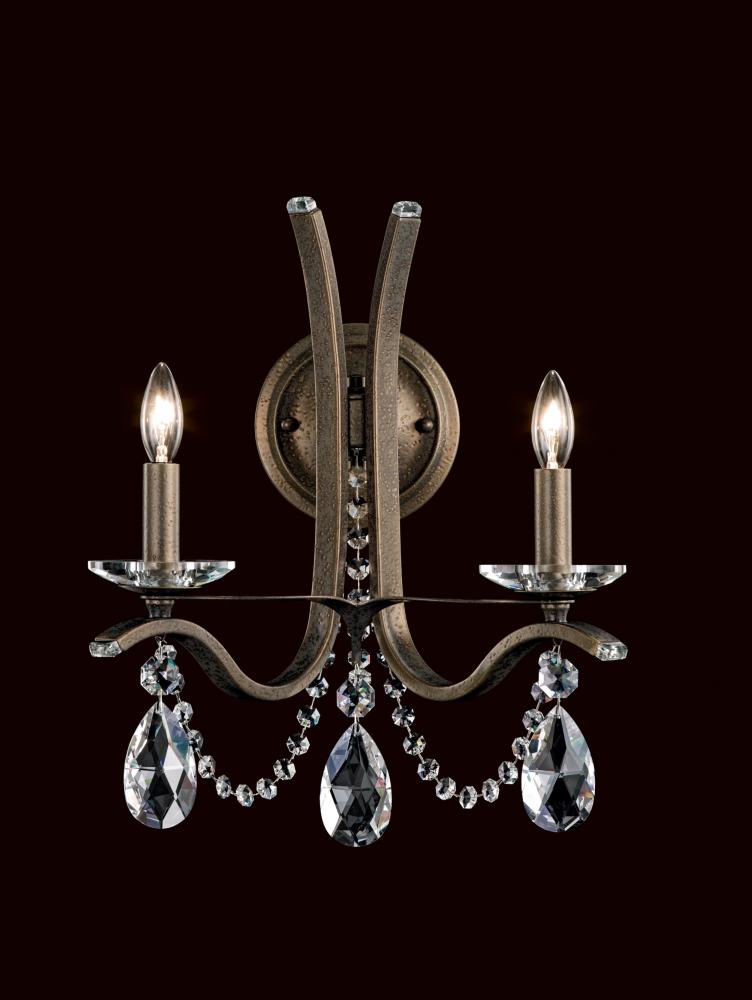 Vesca 2 Light 120V Wall Sconce in Antique Silver with Heritage Handcut Crystal