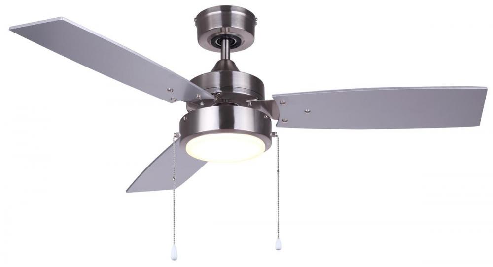 CFan 42", Wallis BN, 3 MDF Blades, 26#, Pull Chain, Downrod Mount, 1x18W Integrated LED, 1000Lum