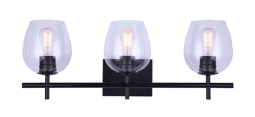 Cain 3 Light Vanity, Black Finish