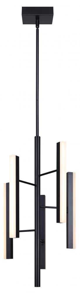 YAVIN 5 Light Black Contemporary Chandelier with Integrated LED for Dining Rooms and Living Rooms