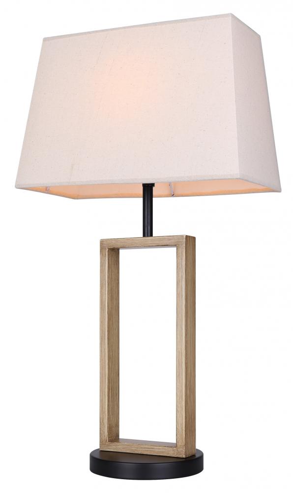 Burke 1 Light Table Lamp with Matte Black and Brushed Brown Finish and Natural Cream Shade