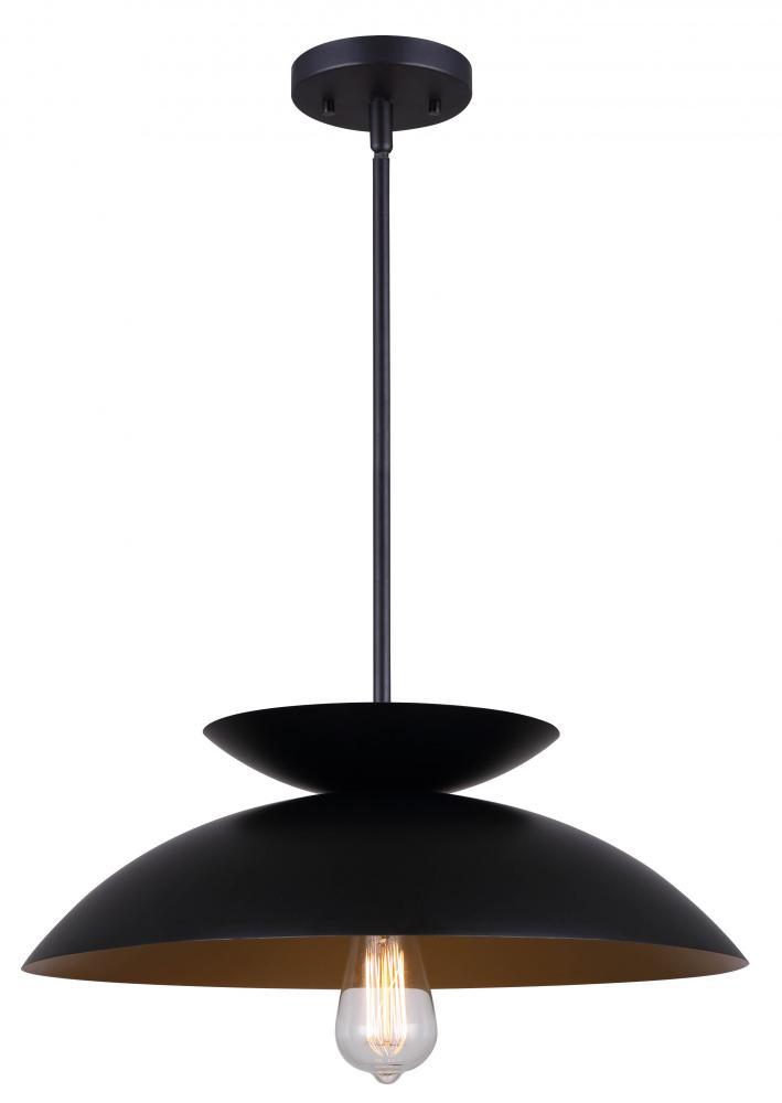 Ziva 1 Light Pendant, Black Finish