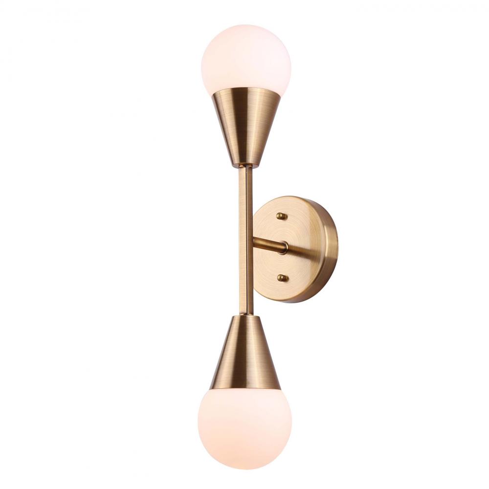 Arlowe 4.75 in. 2 Light Gold Sconce with Flat Opal Glass Shade