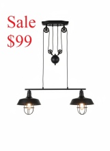 Canarm ipl572a02 bk - Two light Pully Pendant with counter weight