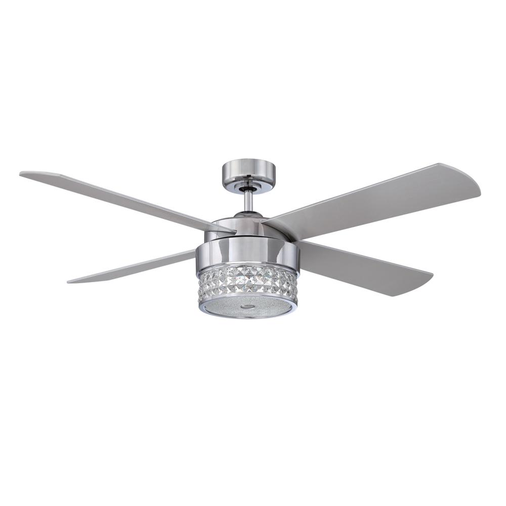 CELESTRA 52 in. LED Chrome & Optic Crystal Ceiling Fan