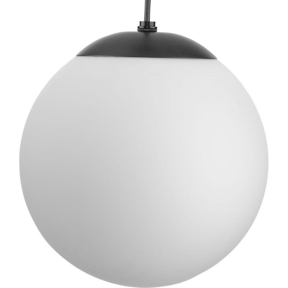 Atwell Collection Matte Black and Opal Glass Globe Medium Hanging Pendant Light