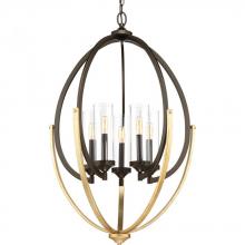 Progress P400025-020 - Evoke Collection Five-Light Antique Bronze Clear Glass Luxe Chandelier Light