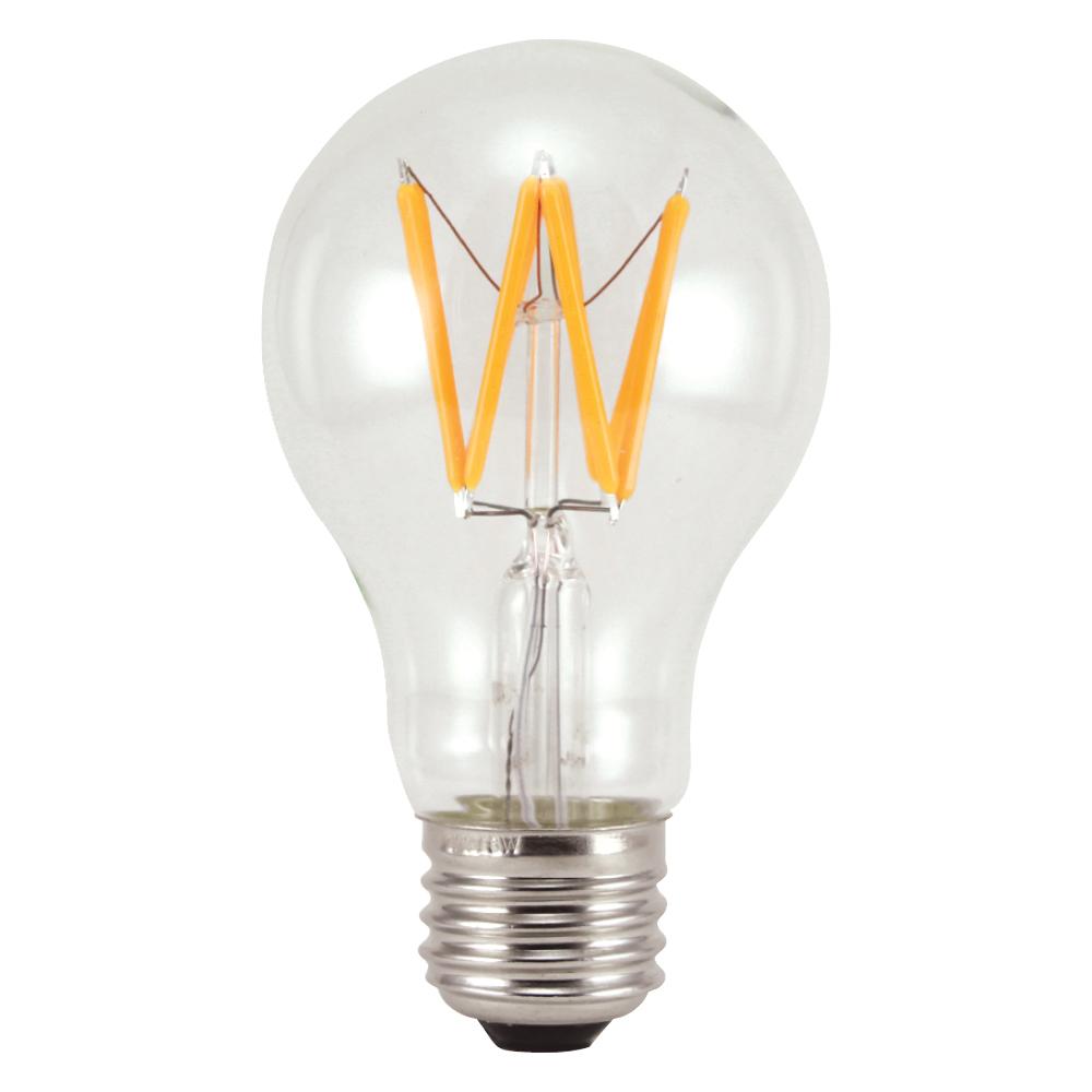 LED Filament Lamp A19 E26 Base 6W 120V 27K Clear Zig-Zag Dim Standard