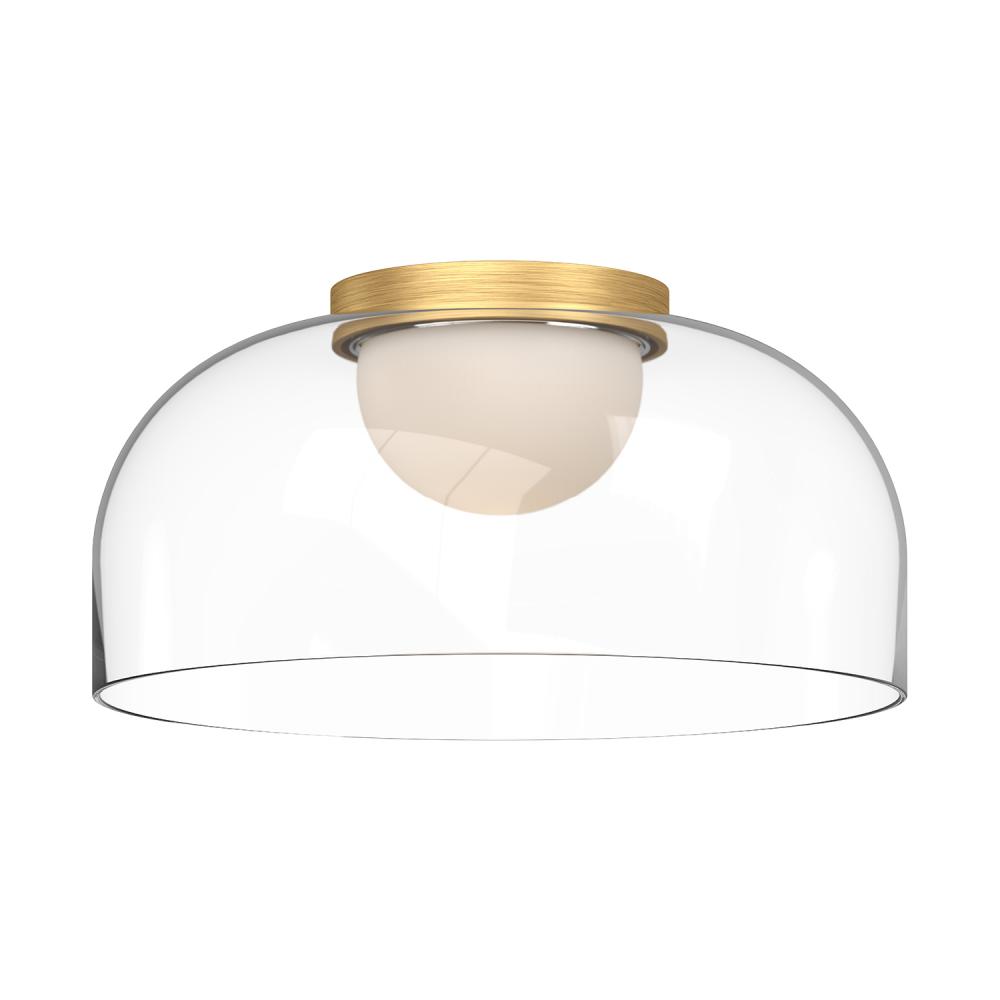 Cedar 12-in Brushed Gold/Clear LED Flush Mount