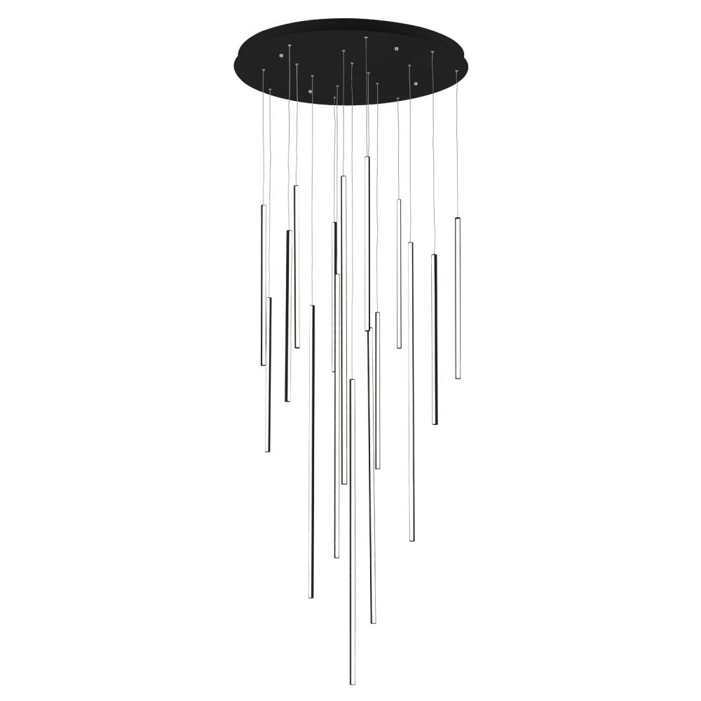 Chute 16 Head Black LED Multi Pendant