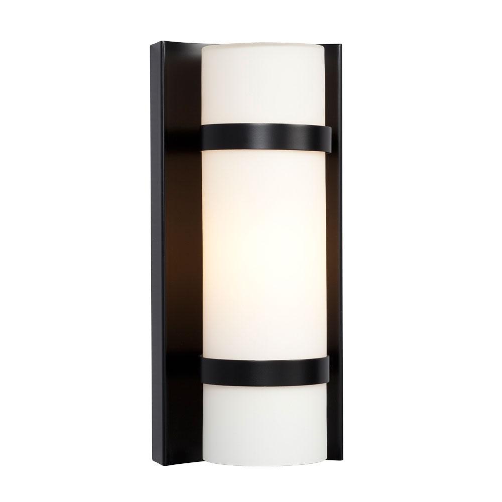 Wall Sconce - in Black finish with Satin White Glass (Suitable for Indoor or Outdoor Use)