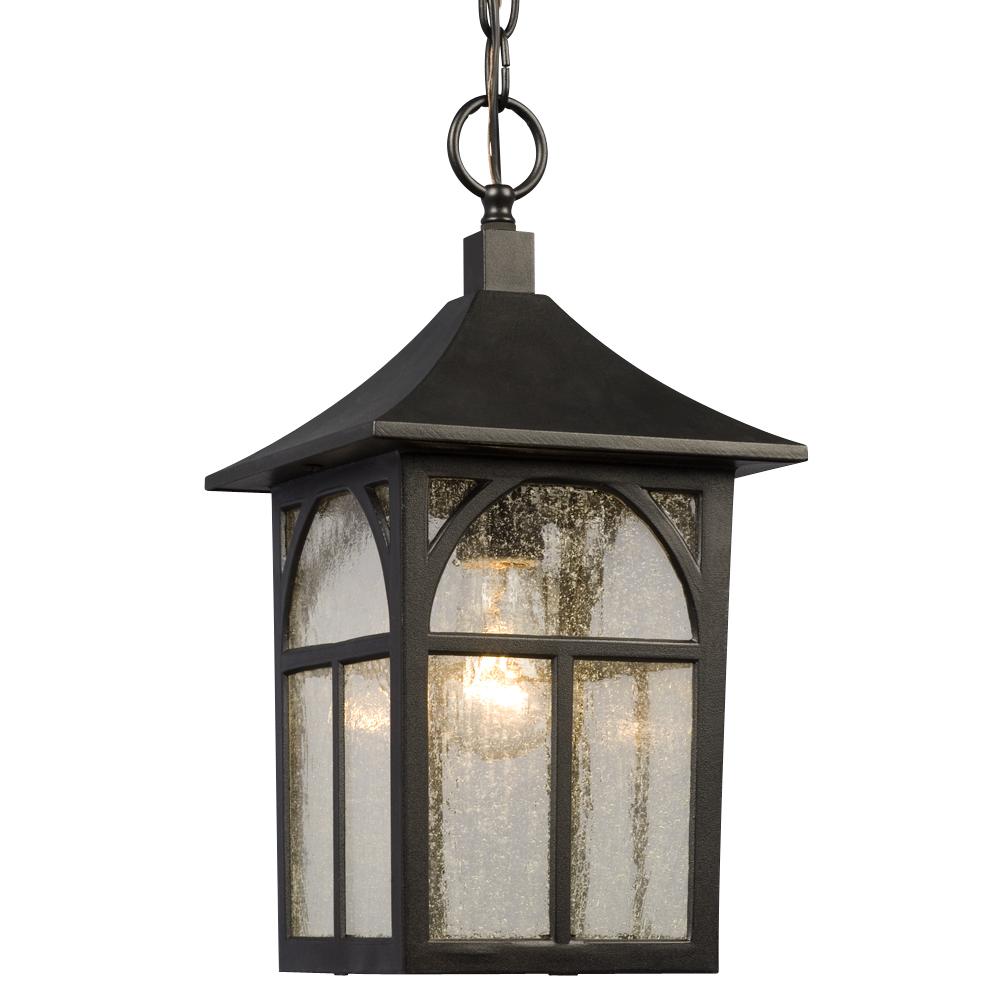 Outdoor Lantern - Black with Clear Seeded Glass