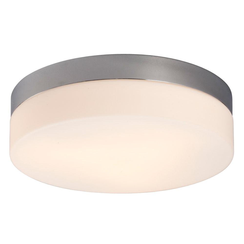 Flush Mount Ceiling Light - in Polished Chrome finish with Satin White Glass