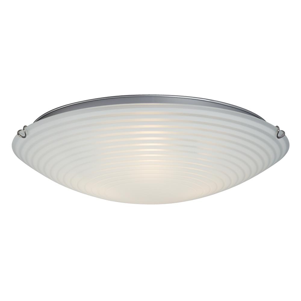 4-Light Flush Mount - Polished Chrome with White Striped Glass Shade