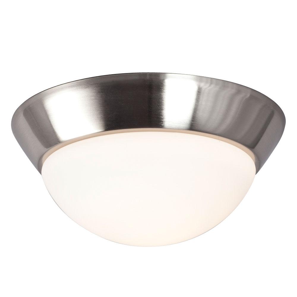 Flush Mount Ceiling Light - in Brushed Nickel finish with White Glass