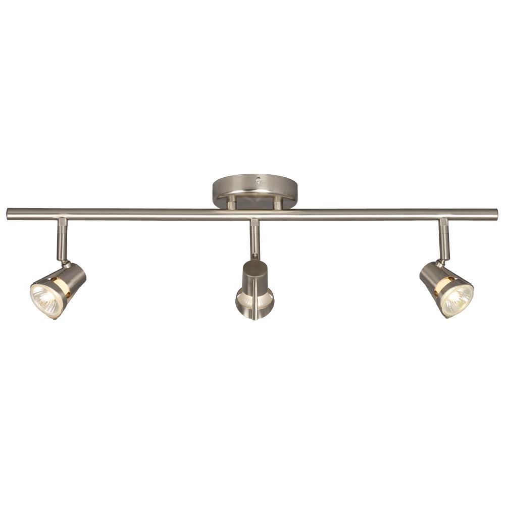 Three Light Halogen Track - Brushed Nickel