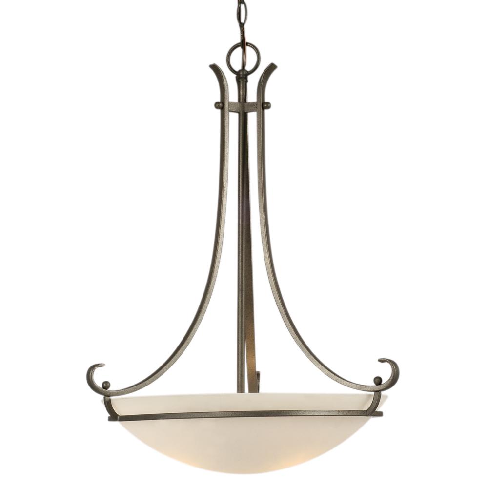 Pendant - Iron w/ Satin White Glass