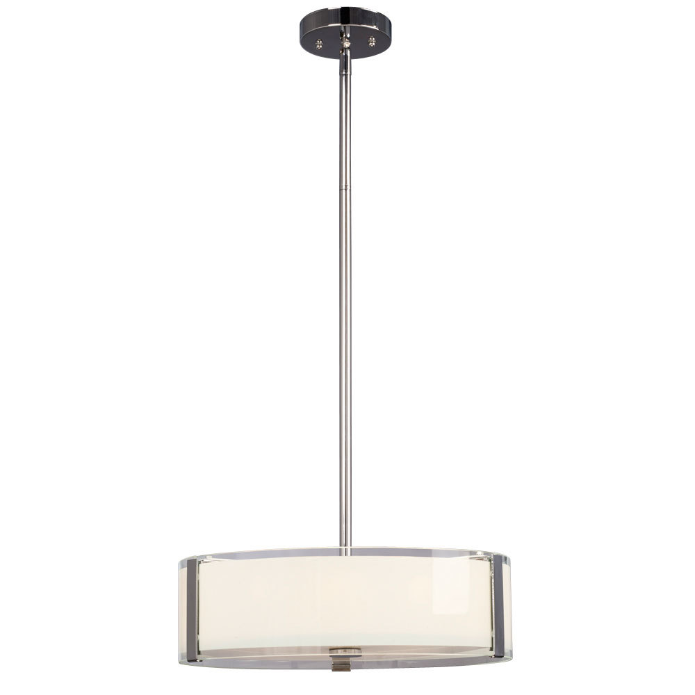 LED Pendant - in Polished Chrome finish with Opal White & Clear Glass, includes 6", 12" & 18