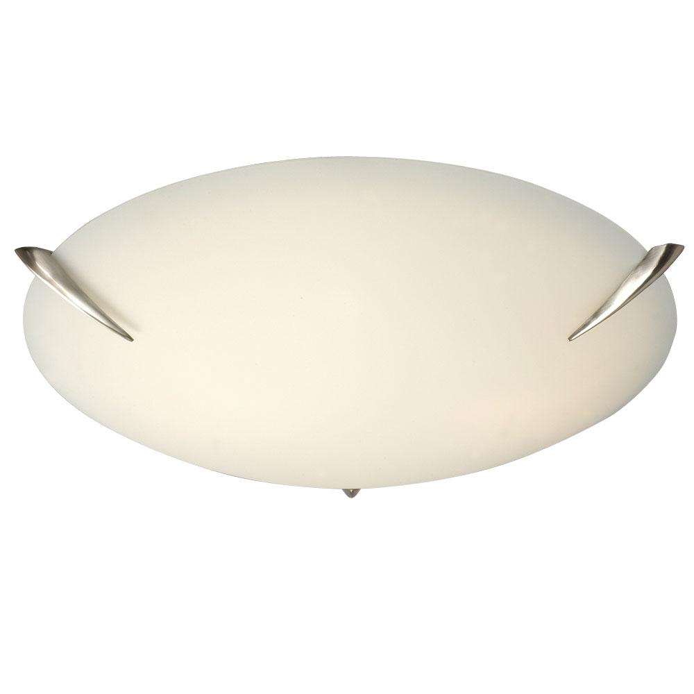 Flush Mount Ceiling Light - in Brushed Nickel finish with Satin White Glass