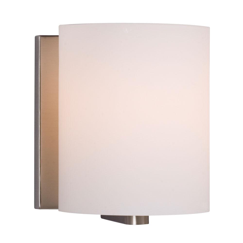 1-Light Bath & Vanity Light - in Brushed Nickel finish with Satin White Glass