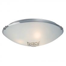 Galaxy Lighting 614404CH-218EB - 3-Light Flush Mount - Polished Chrome with Satin White Glass Shade and Crystal Accents