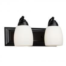 Galaxy Lighting 724132BK - Two Light Vanity - Black w/ White Satin Glass