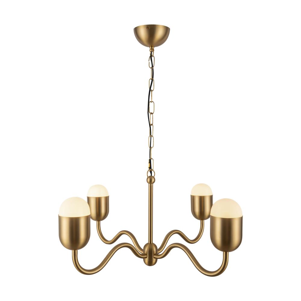 Effie 27-in Brushed Gold/Opal Glass Socket Chandelier