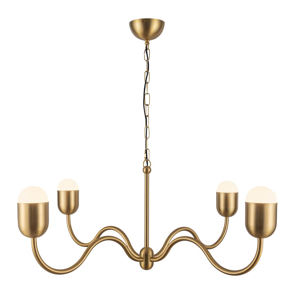 Effie 39-in Brushed Gold/Opal Glass Socket Chandelier