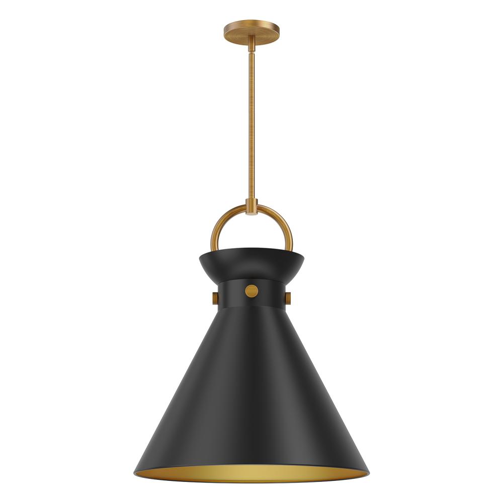 Emerson 18-in Aged Gold/Matte Black 1 Light Pendant